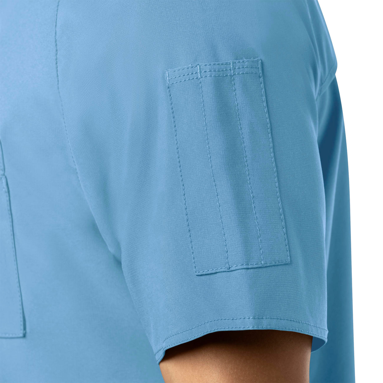 Force Cross-Flex Men's Chest Pocket V-Neck Scrub Top Azure Blue front detail
