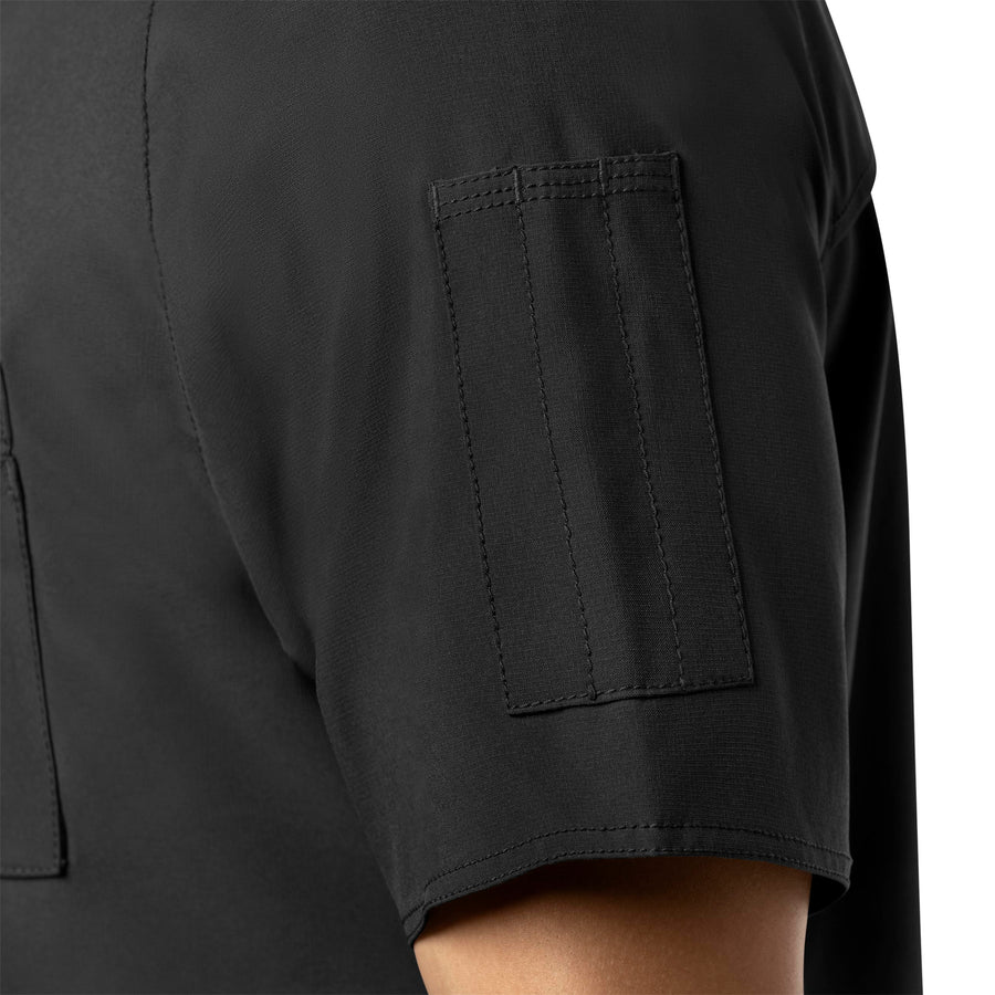 Force Cross-Flex Men's Chest Pocket V-Neck Scrub Top Black front detail