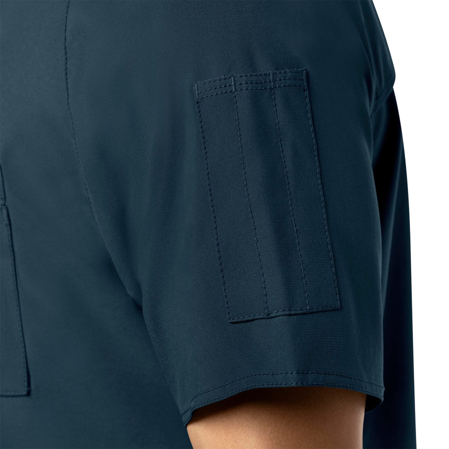 Force Cross-Flex Men's Chest Pocket V-Neck Scrub Top Navy front detail