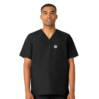 Force Essentials Men's V-Neck Shirttail Scrub Top Black