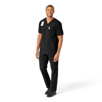 Force Essentials Men's V-Neck Shirttail Scrub Top Black full scrub set