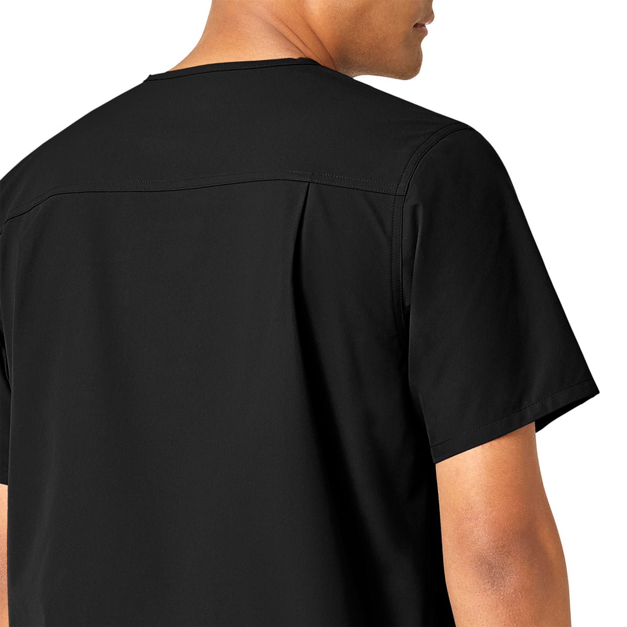 Force Essentials Men's V-Neck Shirttail Scrub Top Black side detail 1