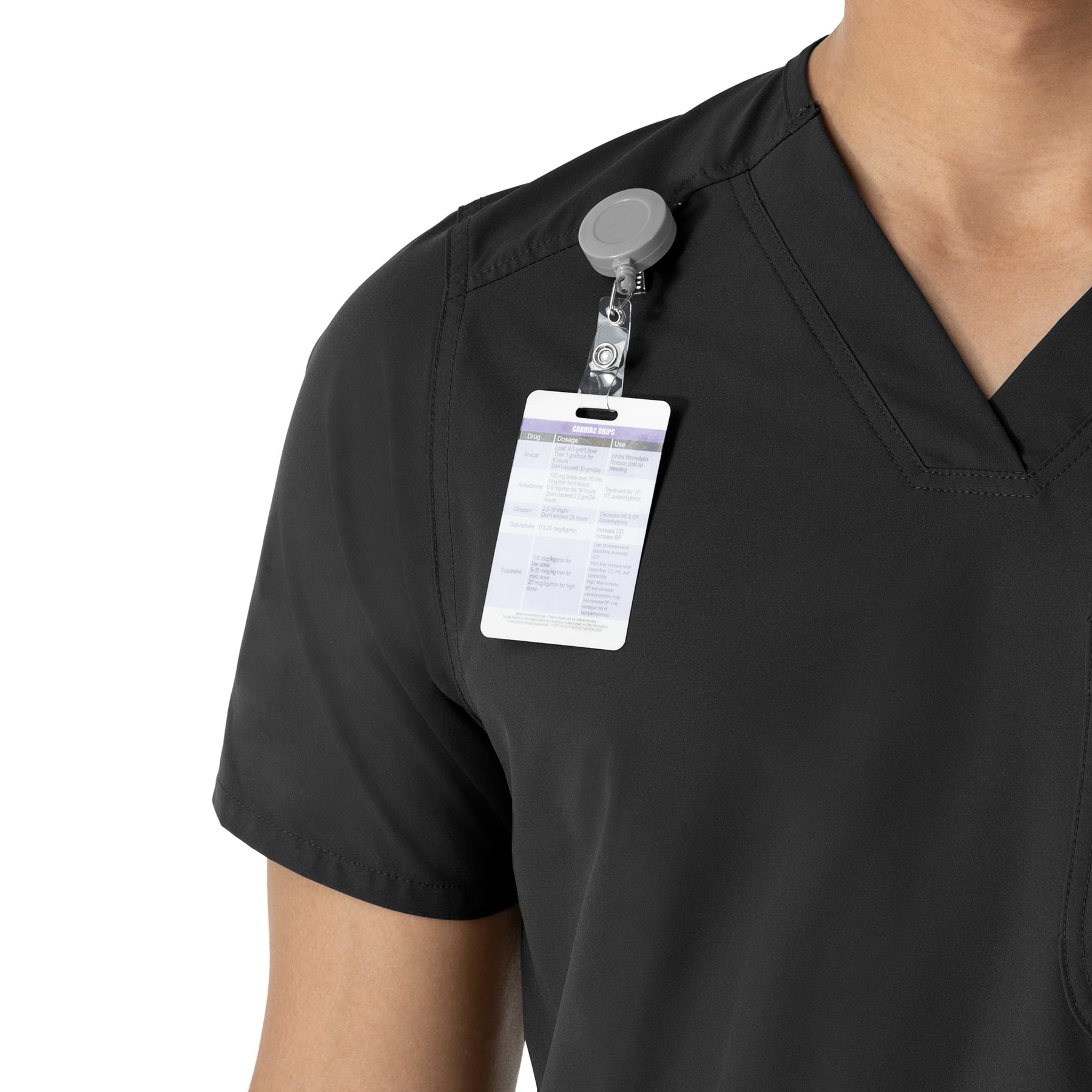 Force Essentials Men's V-Neck Shirttail Scrub Top Black side detail 1
