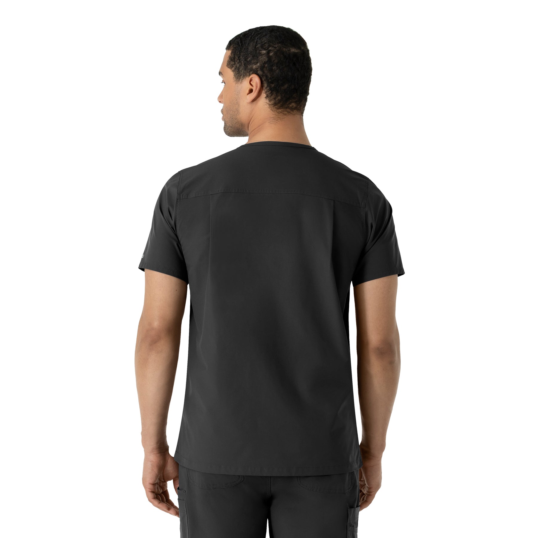 Force Essentials Men's V-Neck Shirttail Scrub Top Black back view