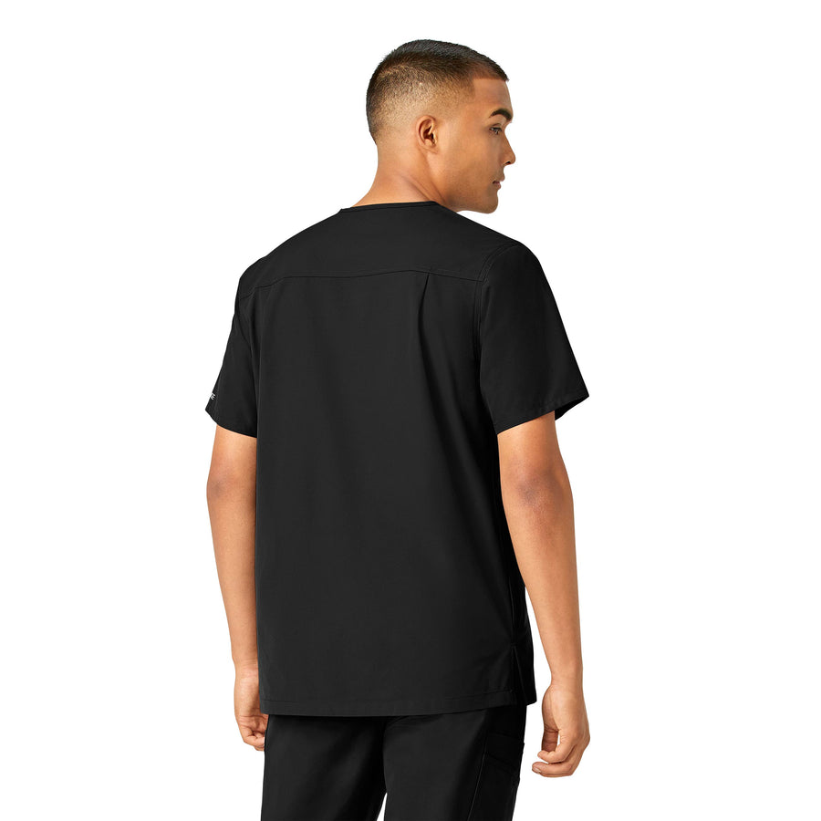 Force Essentials Men's V-Neck Shirttail Scrub Top Black back view