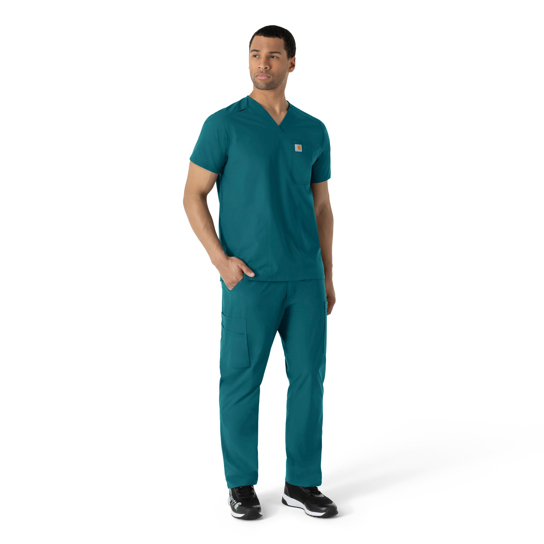 Force Essentials Men's V-Neck Shirttail Scrub Top Caribbean Blue full scrub set