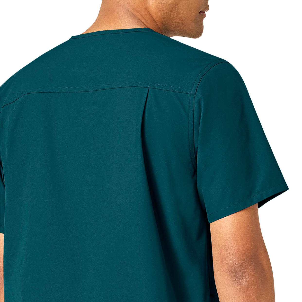 Force Essentials Men's V-Neck Shirttail Scrub Top Caribbean Blue side detail 1