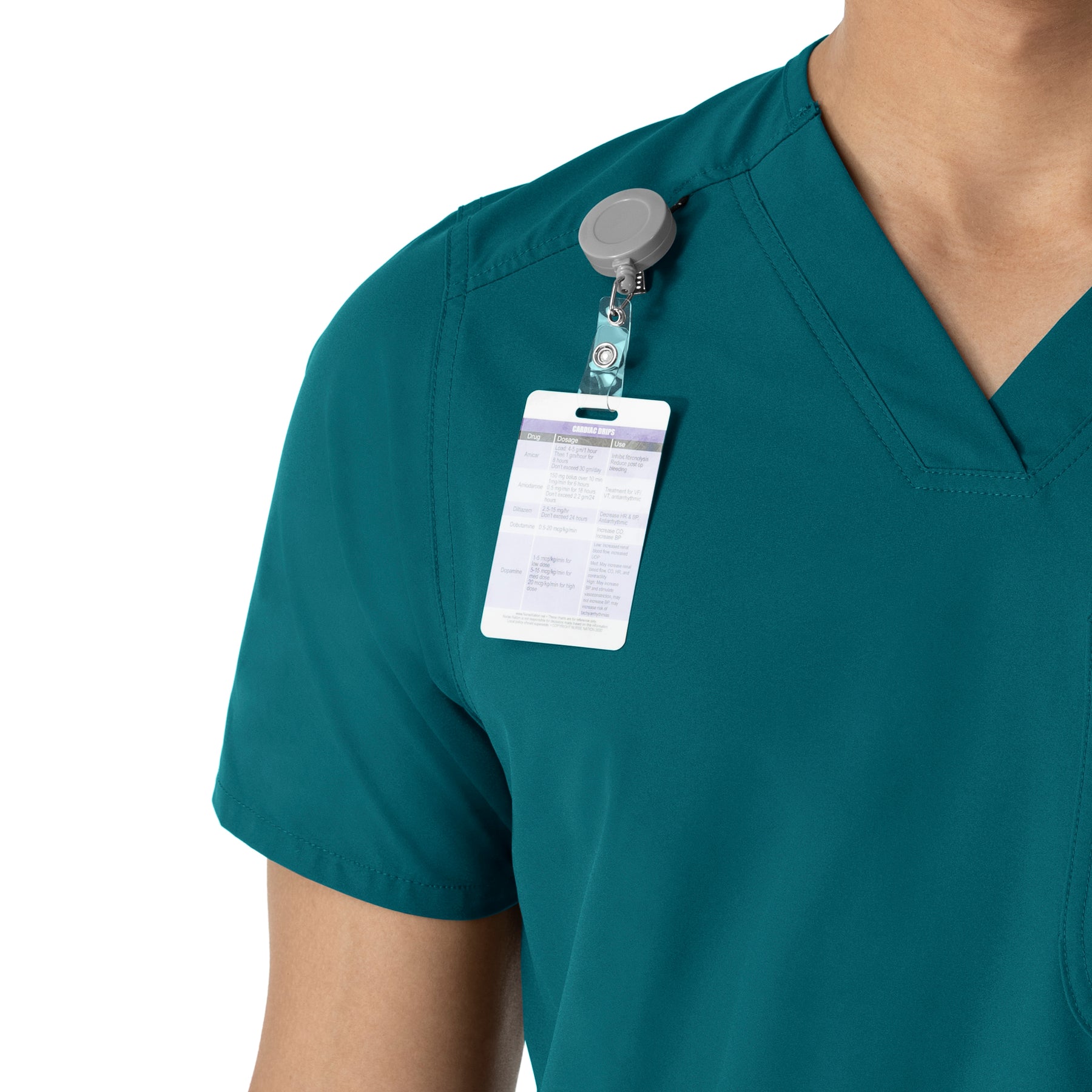 Force Essentials Men's V-Neck Shirttail Scrub Top Caribbean Blue side detail 1