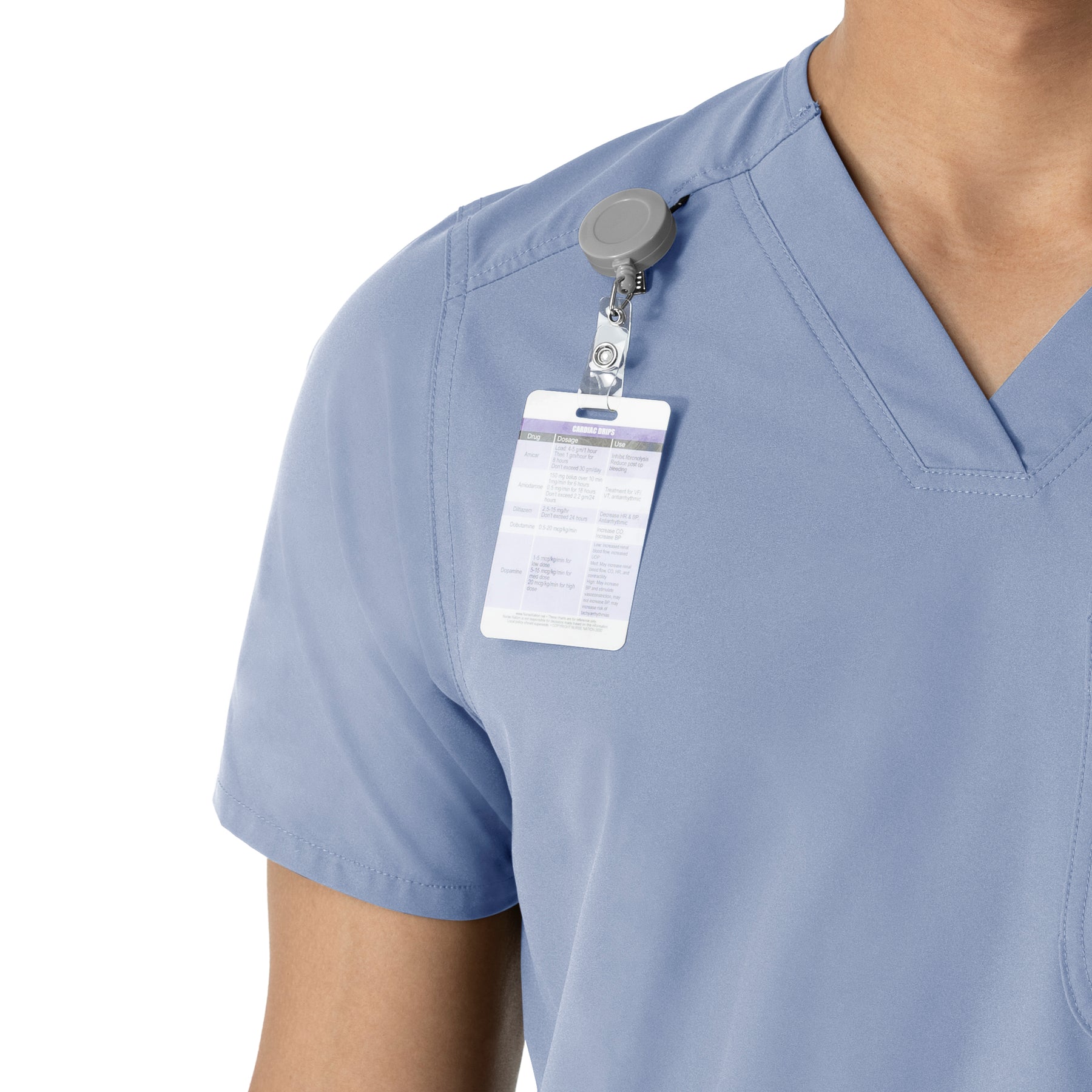 Force Essentials Men's V-Neck Shirttail Scrub Top Ceil Blue side detail 1