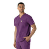 Force Essentials Men's V-Neck Shirttail Scrub Top Eggplant side view