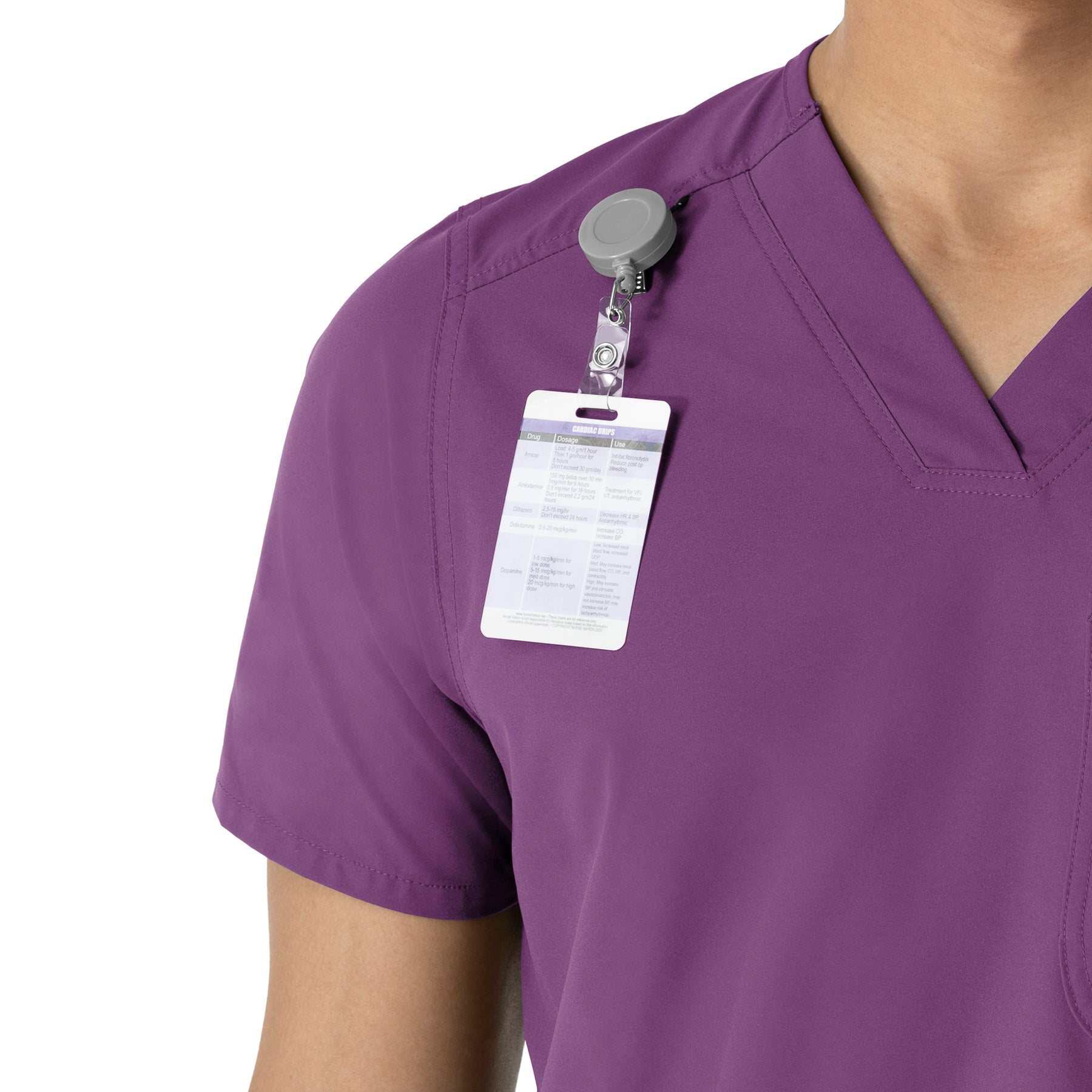 Force Essentials Men's V-Neck Shirttail Scrub Top Eggplant side detail 1