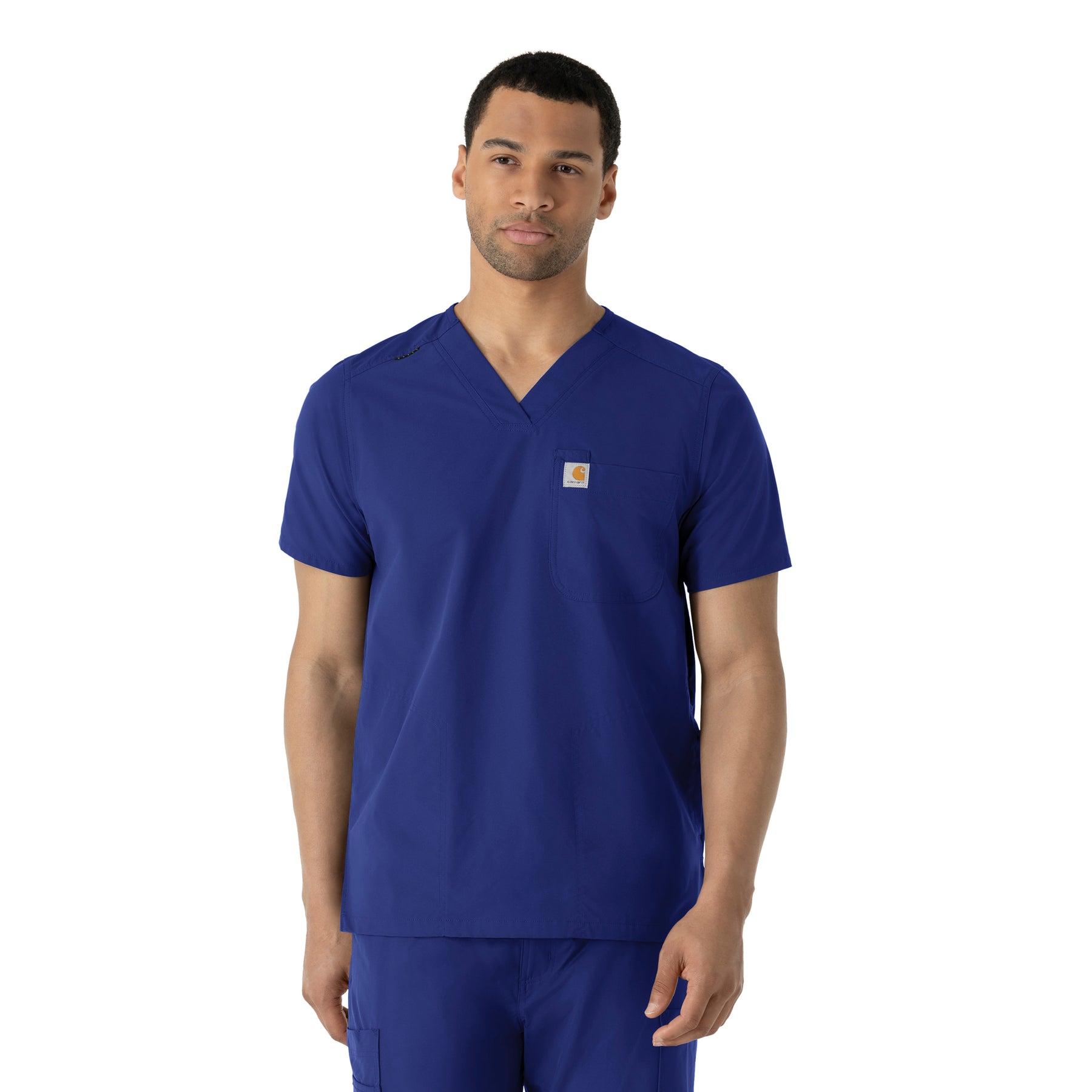 Force Essentials Men's V-Neck Shirttail Scrub Top Galaxy Blue