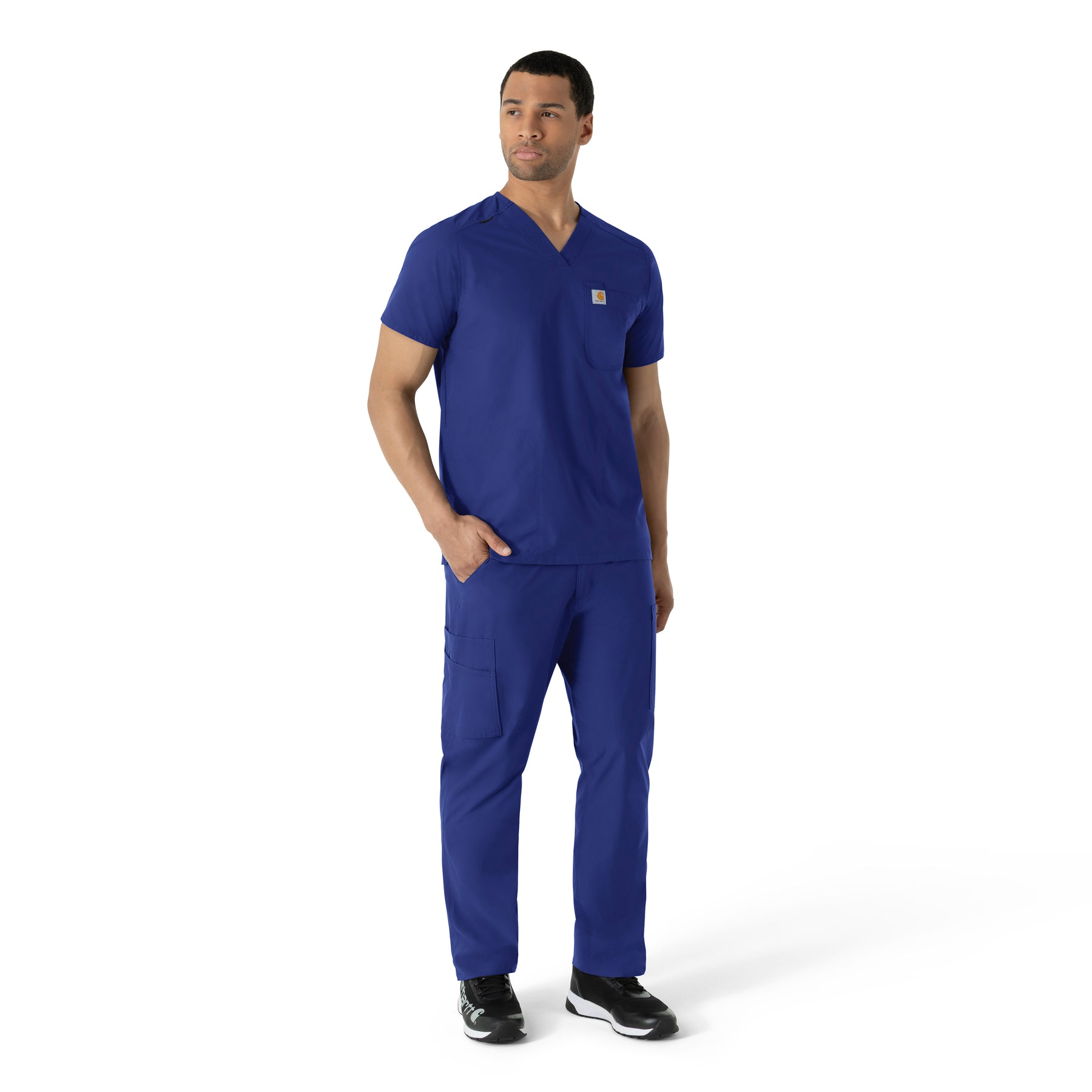 Force Essentials Men's V-Neck Shirttail Scrub Top Galaxy Blue full scrub set