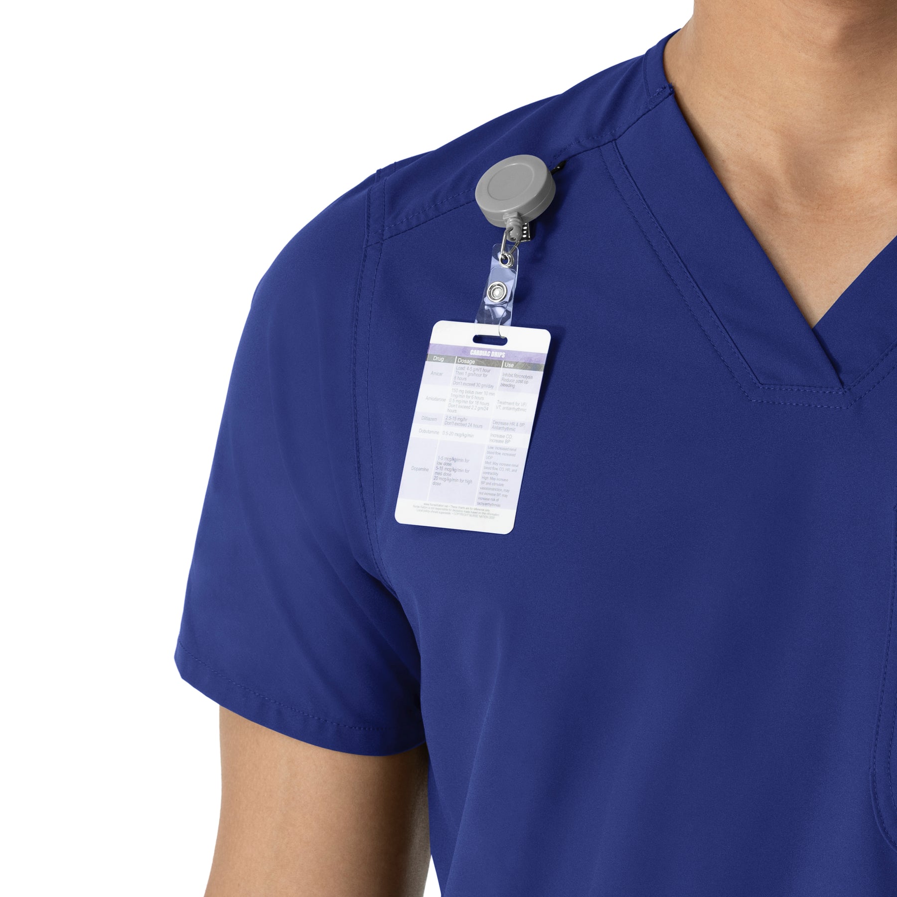 Force Essentials Men's V-Neck Shirttail Scrub Top Galaxy Blue side detail 1