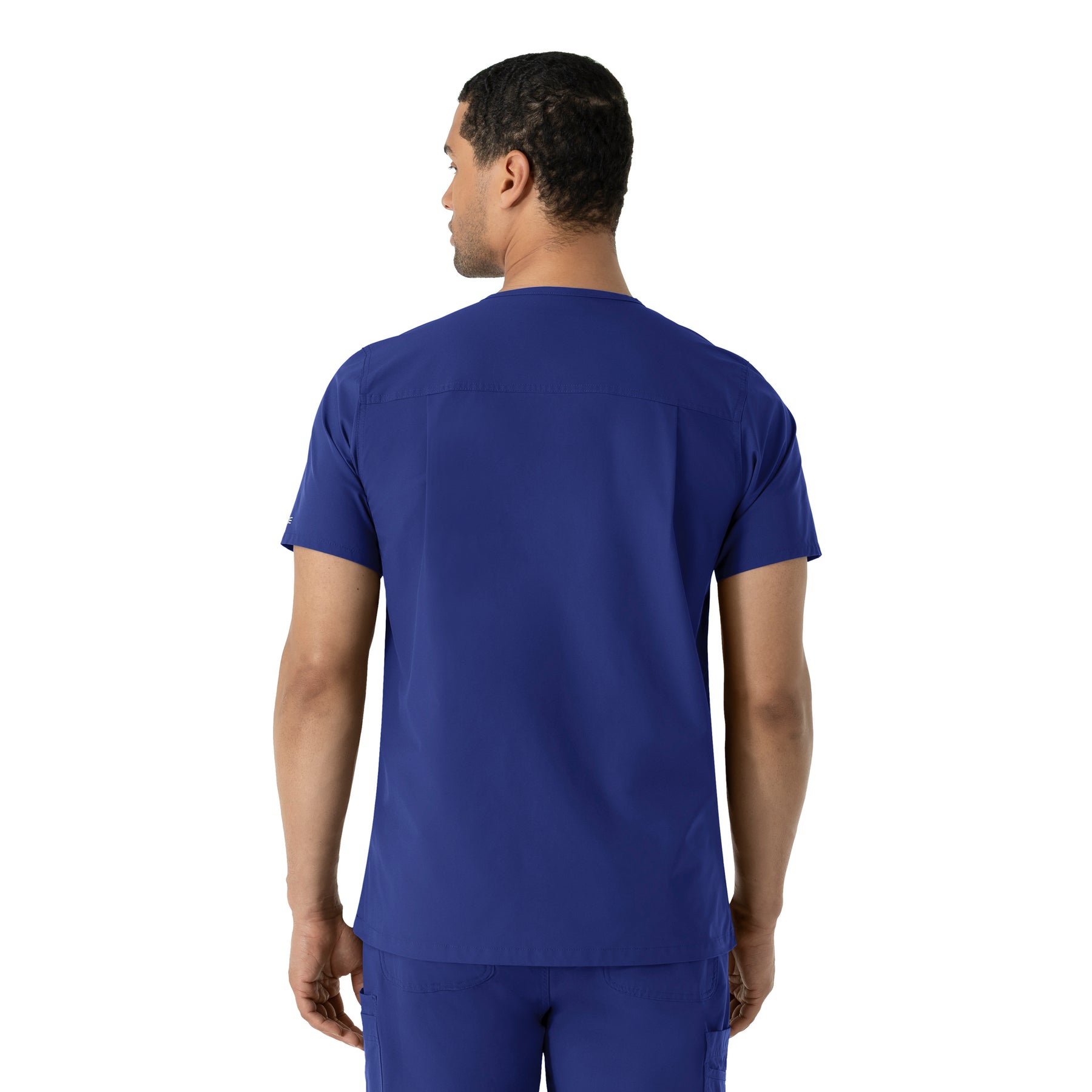Force Essentials Men's V-Neck Shirttail Scrub Top Galaxy Blue back view
