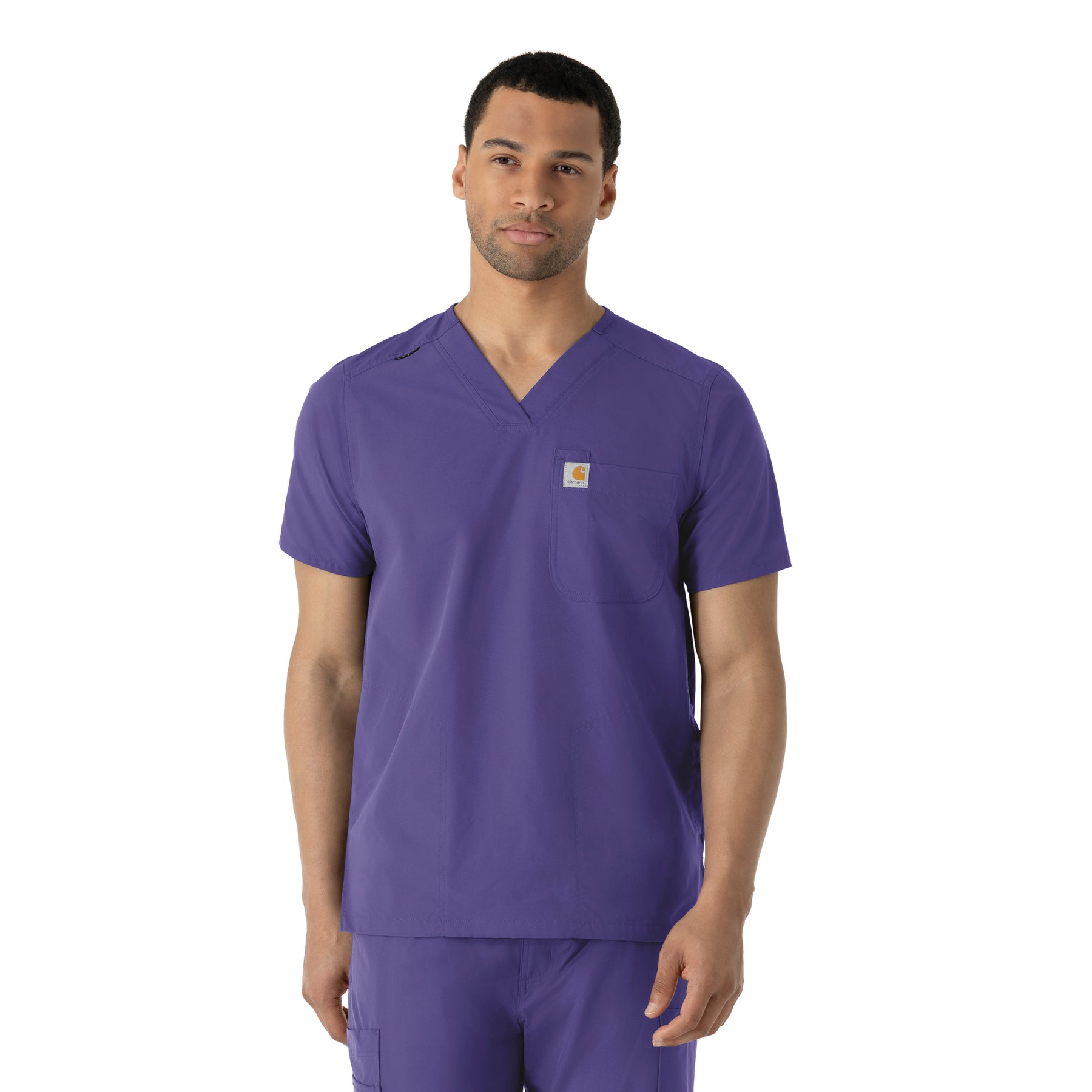 Force Essentials Men's V-Neck Shirttail Scrub Top Grape