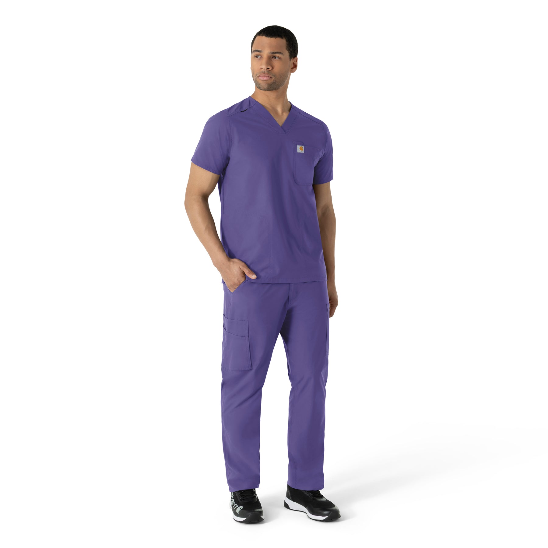 Force Essentials Men's V-Neck Shirttail Scrub Top Grape full scrub set