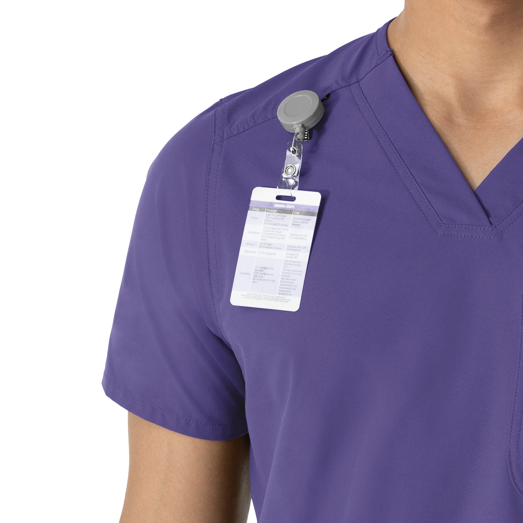 Force Essentials Men's V-Neck Shirttail Scrub Top Grape side detail 1