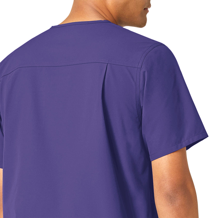 Force Essentials Men's V-Neck Shirttail Scrub Top Grape side detail 1