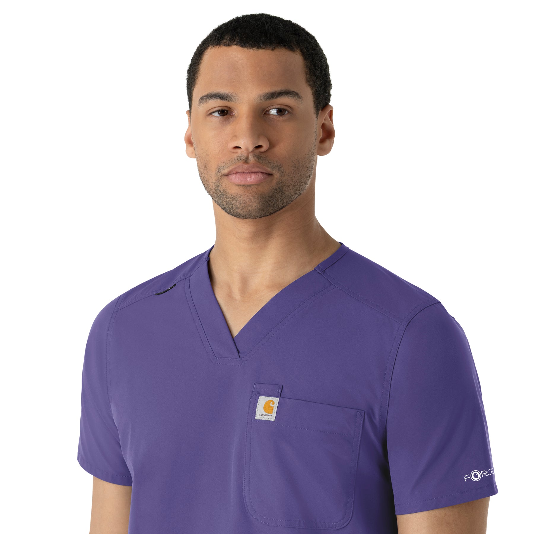 Force Essentials Men's V-Neck Shirttail Scrub Top Grape side detail 2