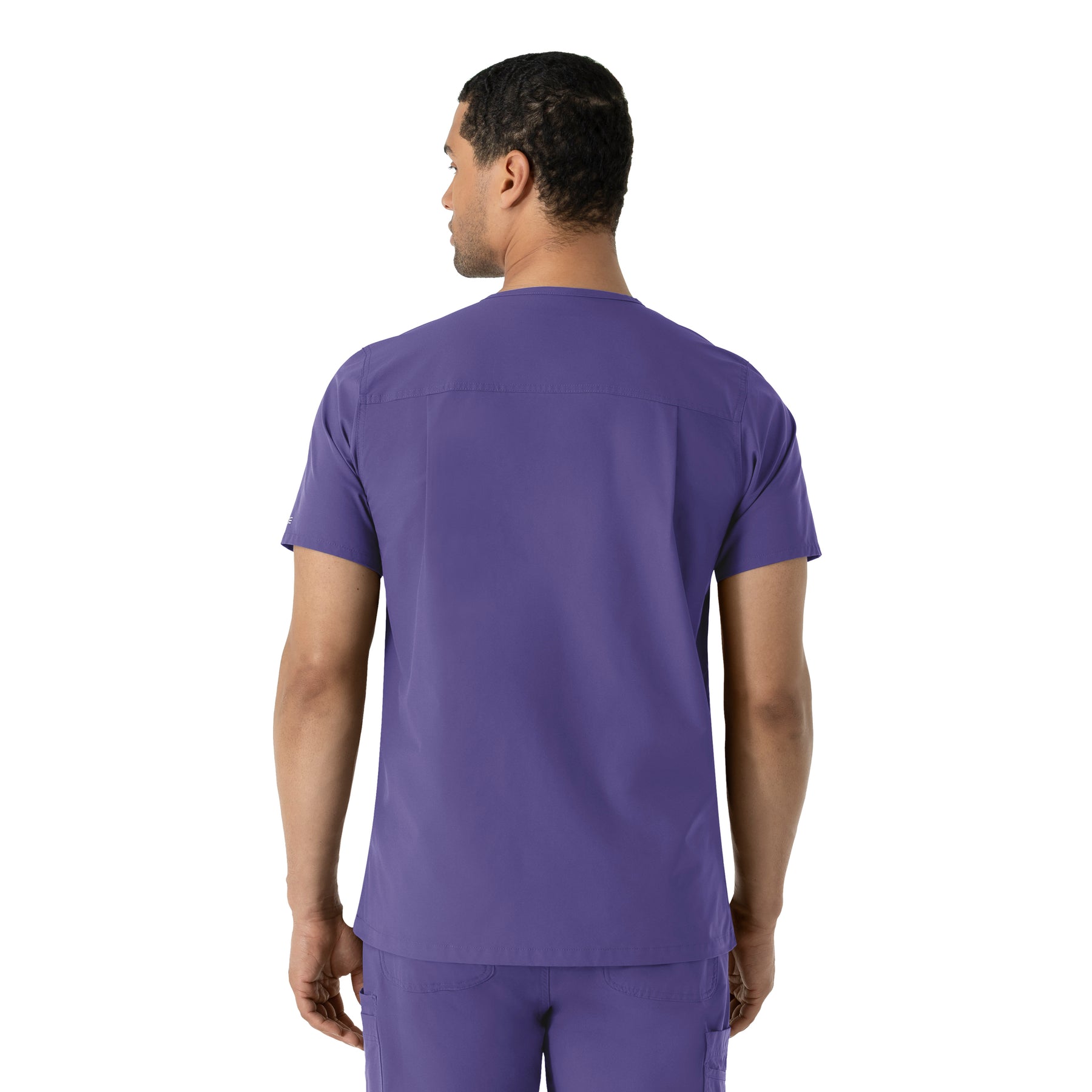 Force Essentials Men's V-Neck Shirttail Scrub Top Grape back view