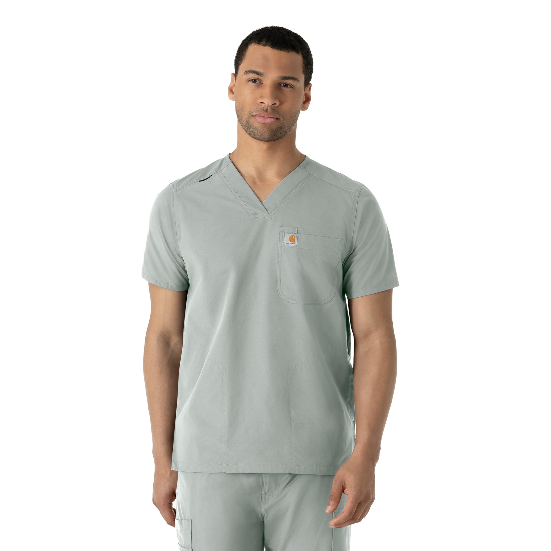 Force Essentials Men's V-Neck Shirttail Scrub Top Grey