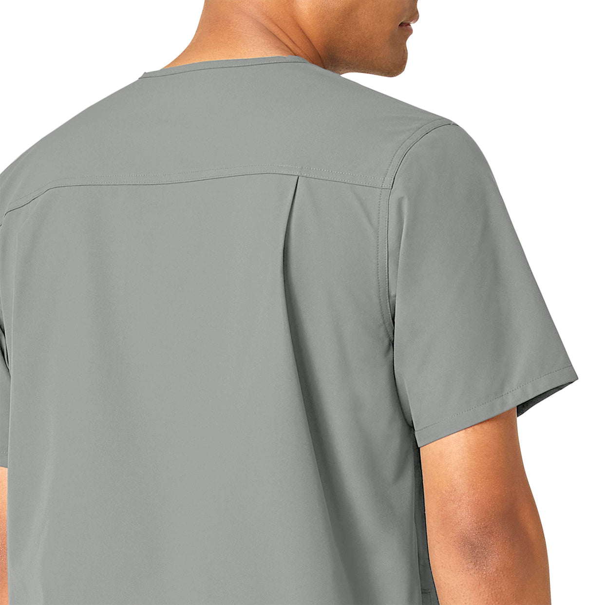Force Essentials Men's V-Neck Shirttail Scrub Top Grey side detail 1