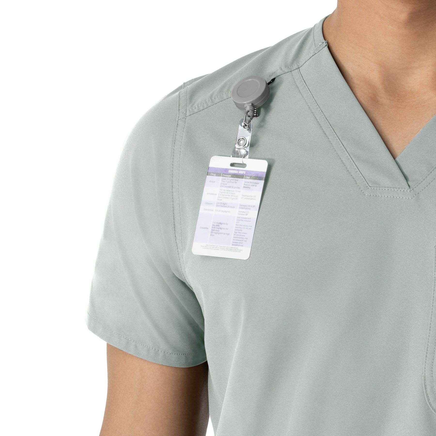 Force Essentials Men's V-Neck Shirttail Scrub Top Grey side detail 1