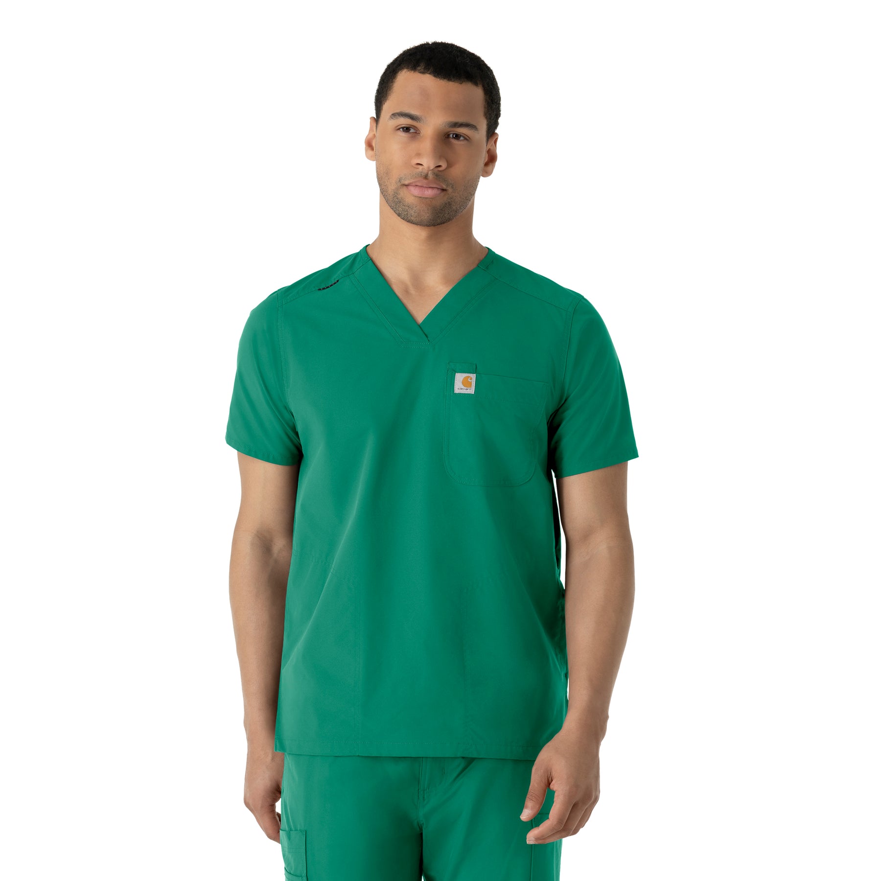 Force Essentials Men's V-Neck Shirttail Scrub Top Hunter