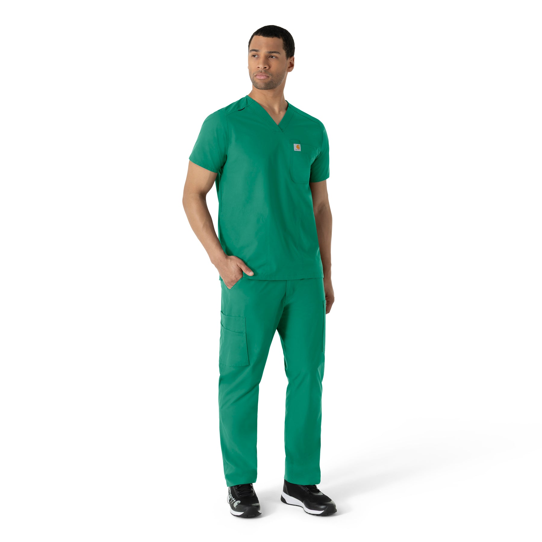 Force Essentials Men's V-Neck Shirttail Scrub Top Hunter full scrub set