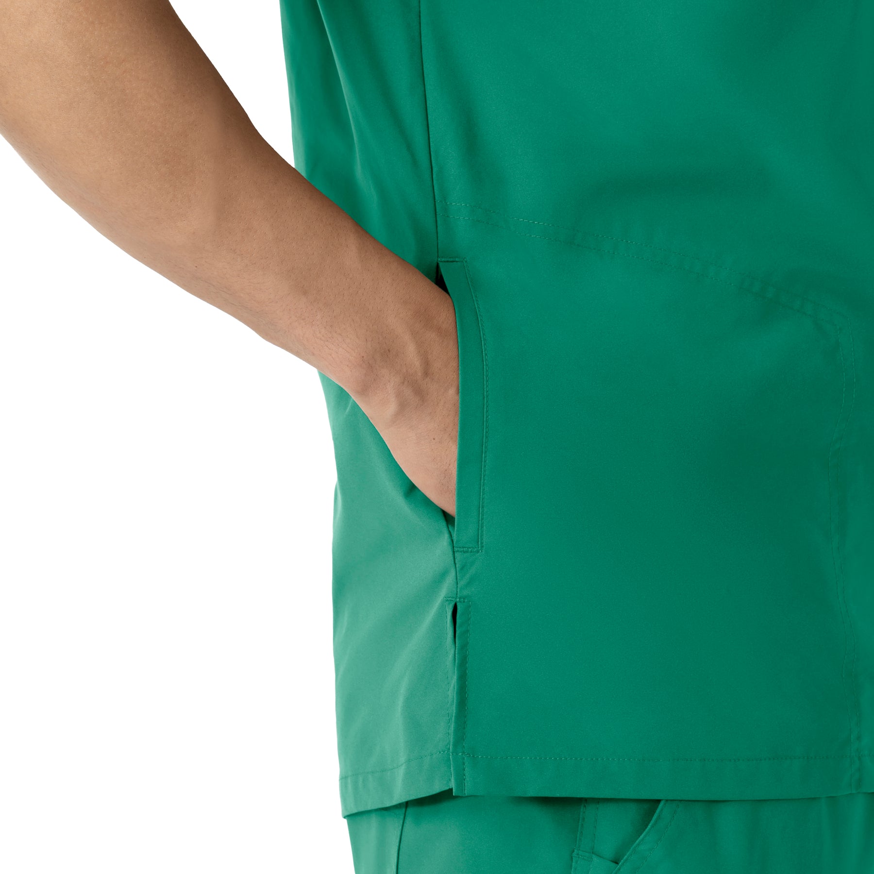 Force Essentials Men's V-Neck Shirttail Scrub Top Hunter front detail