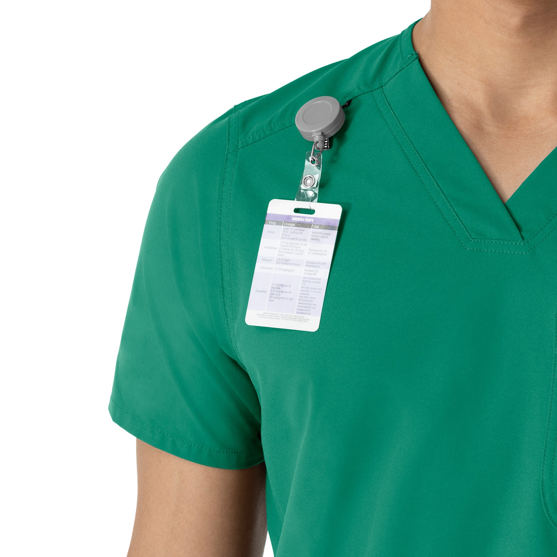 Force Essentials Men's V-Neck Shirttail Scrub Top Hunter side detail 1