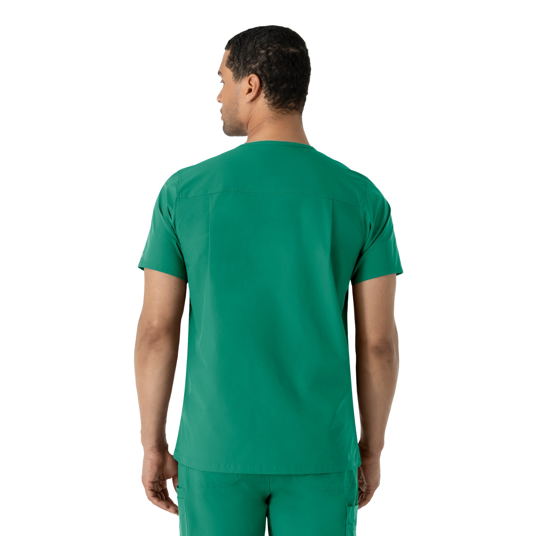 Force Essentials Men's V-Neck Shirttail Scrub Top Hunter back view