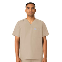 Force Essentials Men's V-Neck Shirttail Scrub Top Khaki