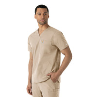 Force Essentials Men's V-Neck Shirttail Scrub Top Khaki side view