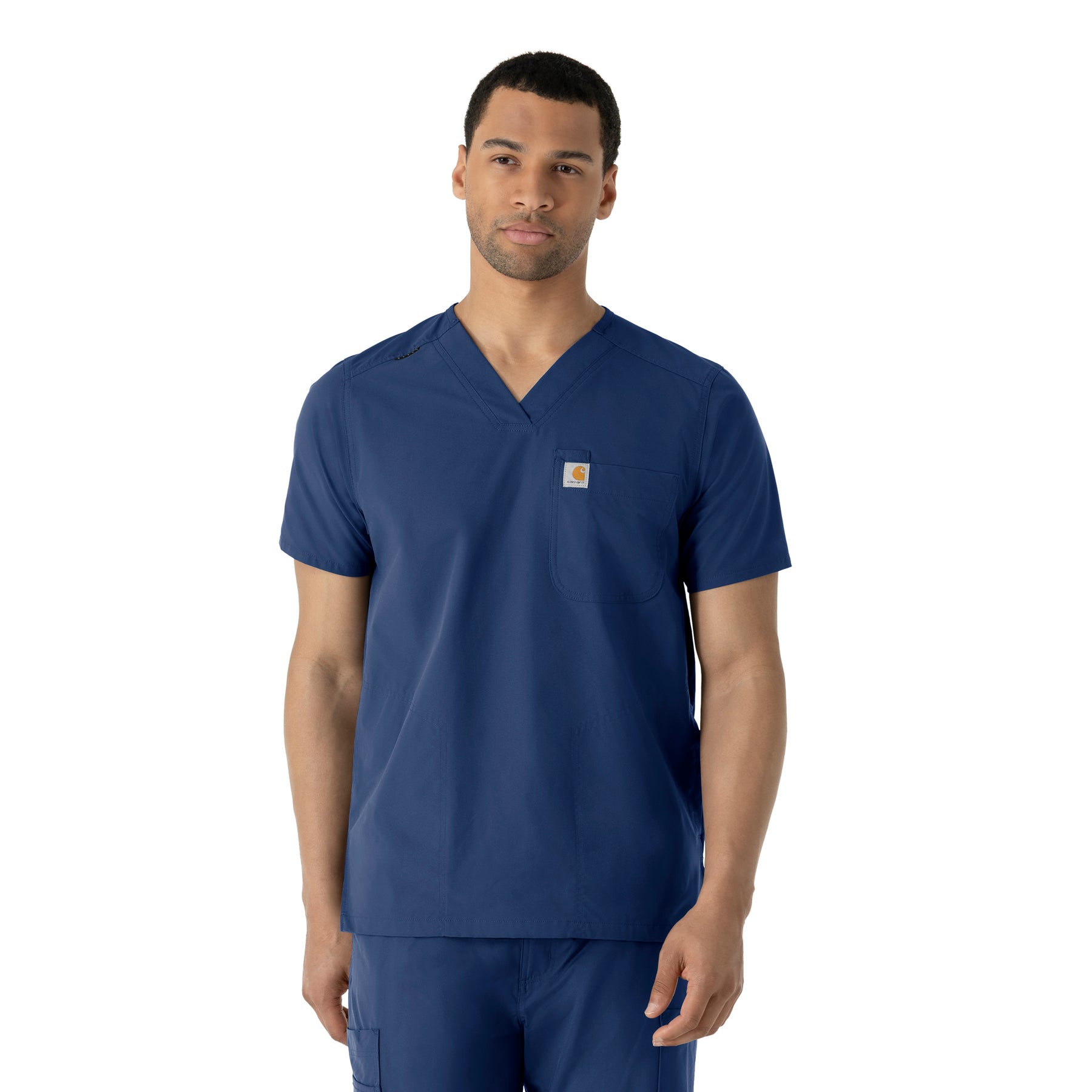 Force Essentials Men's V-Neck Shirttail Scrub Top Navy