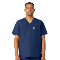 Force Essentials Men's V-Neck Shirttail Scrub Top Navy