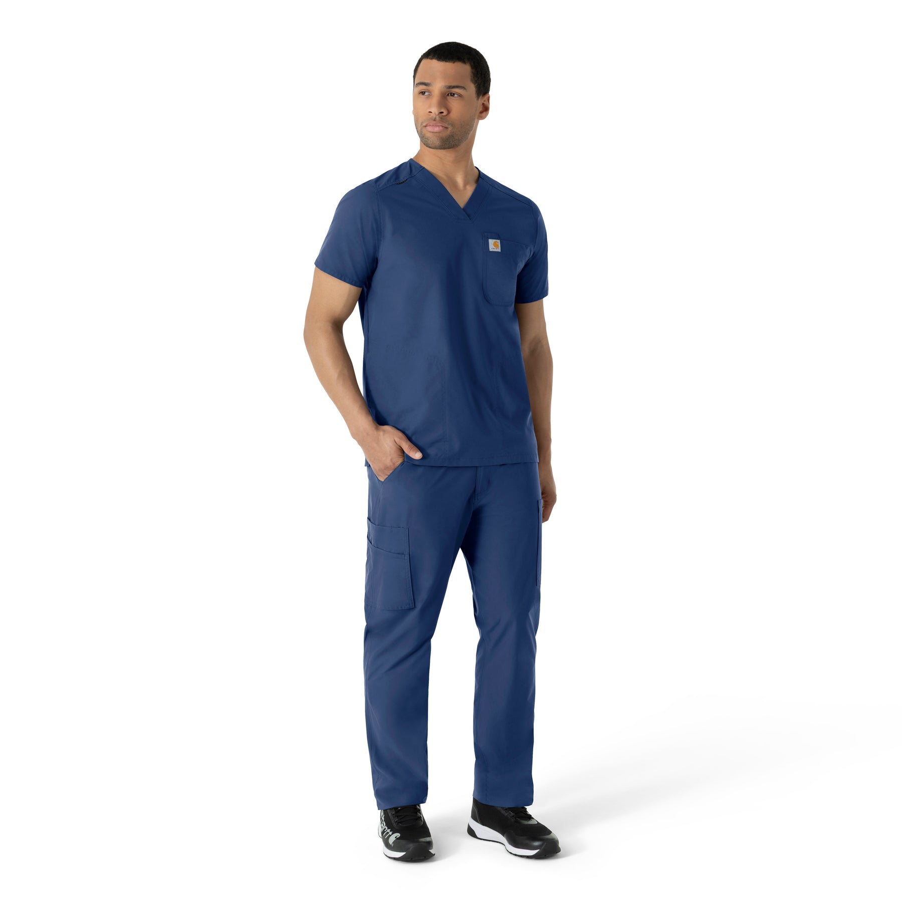 Force Essentials Men's V-Neck Shirttail Scrub Top Navy full scrub set