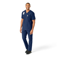 Force Essentials Men's V-Neck Shirttail Scrub Top Navy full scrub set