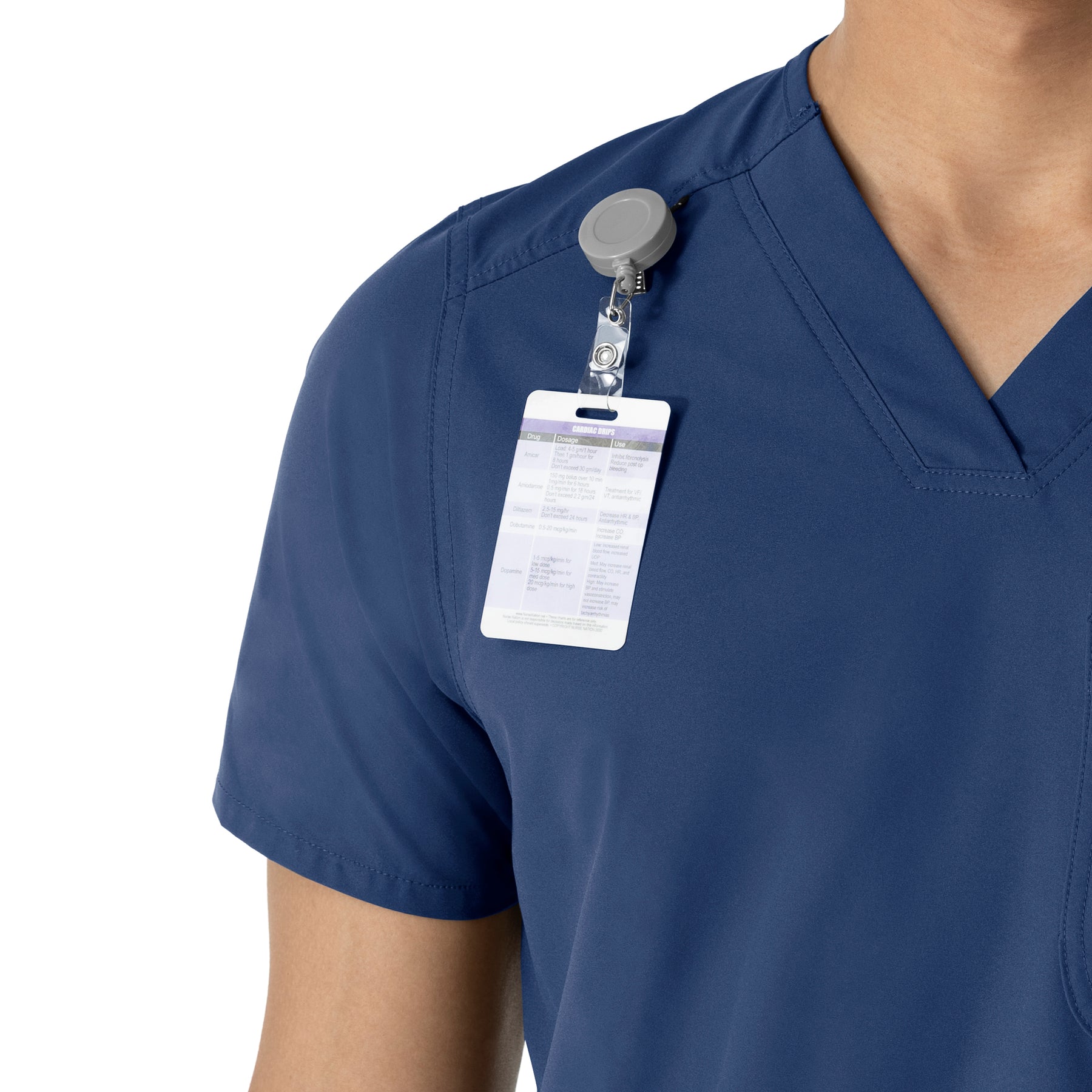 Force Essentials Men's V-Neck Shirttail Scrub Top Navy side detail 1
