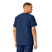 Force Essentials Men's V-Neck Shirttail Scrub Top Navy back view