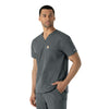 Force Essentials Men's V-Neck Shirttail Scrub Top Pewter side view
