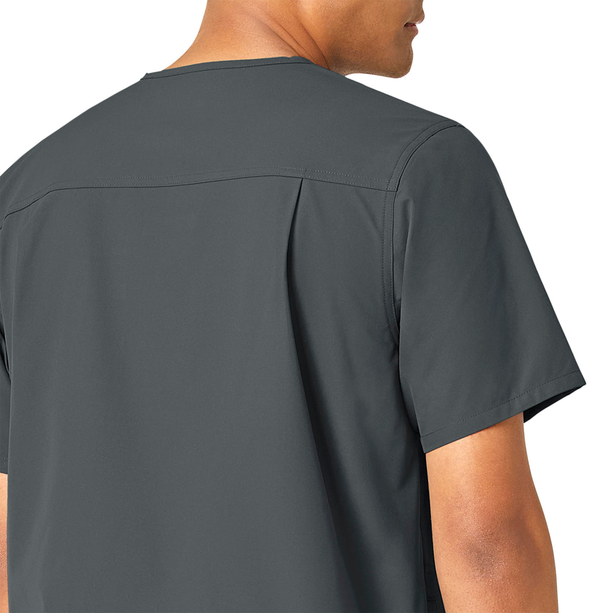 Force Essentials Men's V-Neck Shirttail Scrub Top Pewter side detail 1