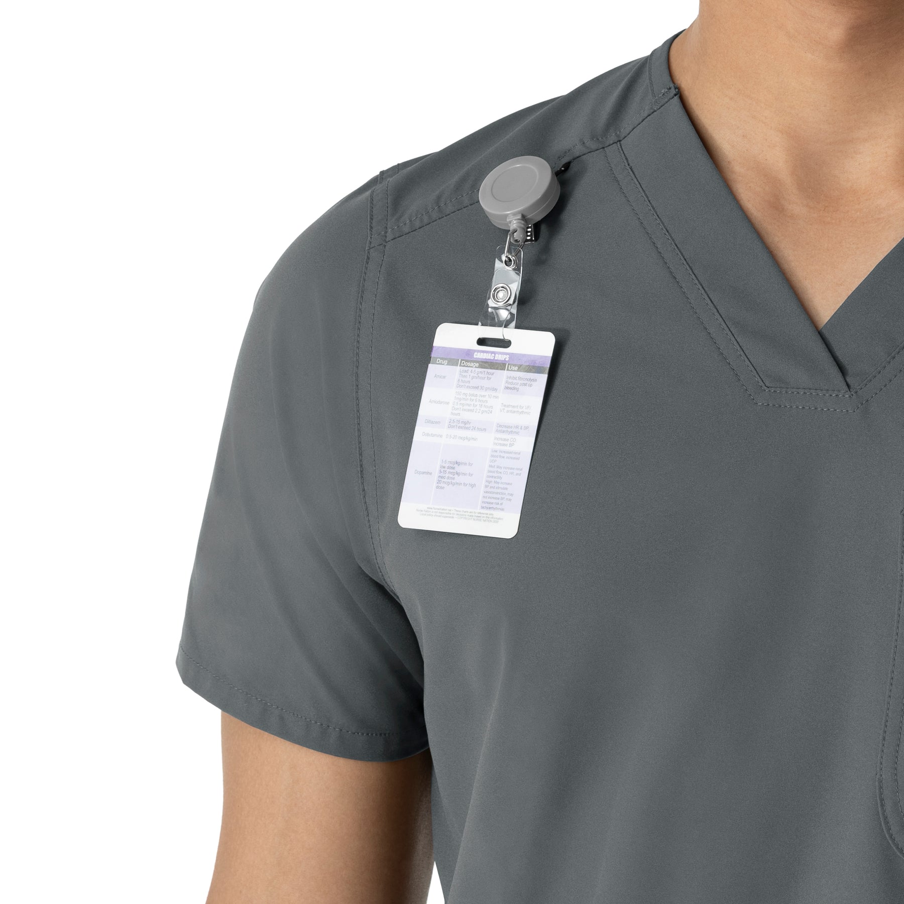Force Essentials Men's V-Neck Shirttail Scrub Top Pewter side detail 1