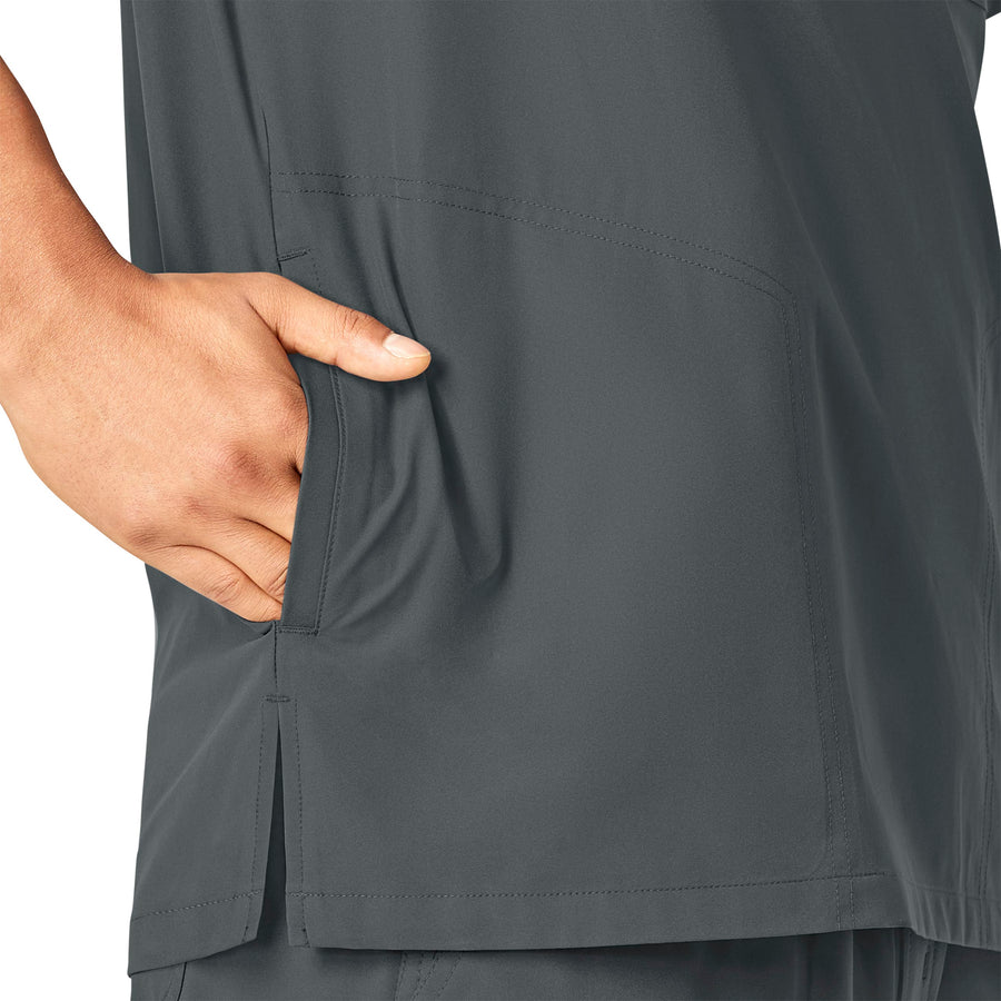 Force Essentials Men's V-Neck Shirttail Scrub Top Pewter side detail 2