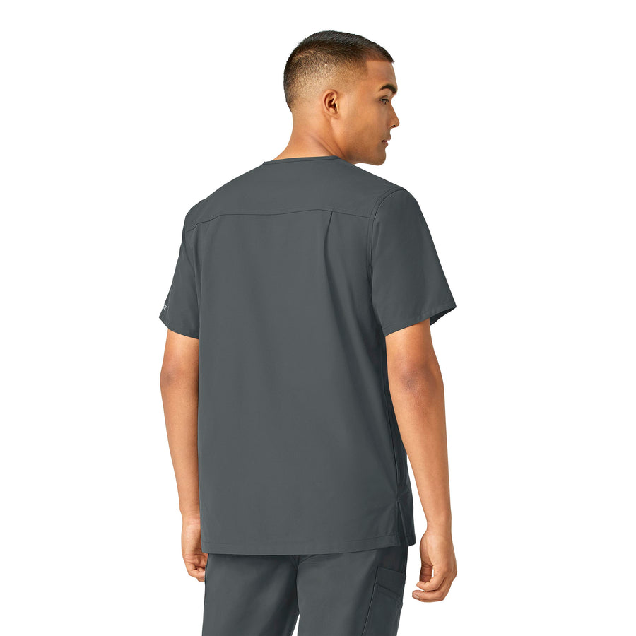Force Essentials Men's V-Neck Shirttail Scrub Top Pewter back view