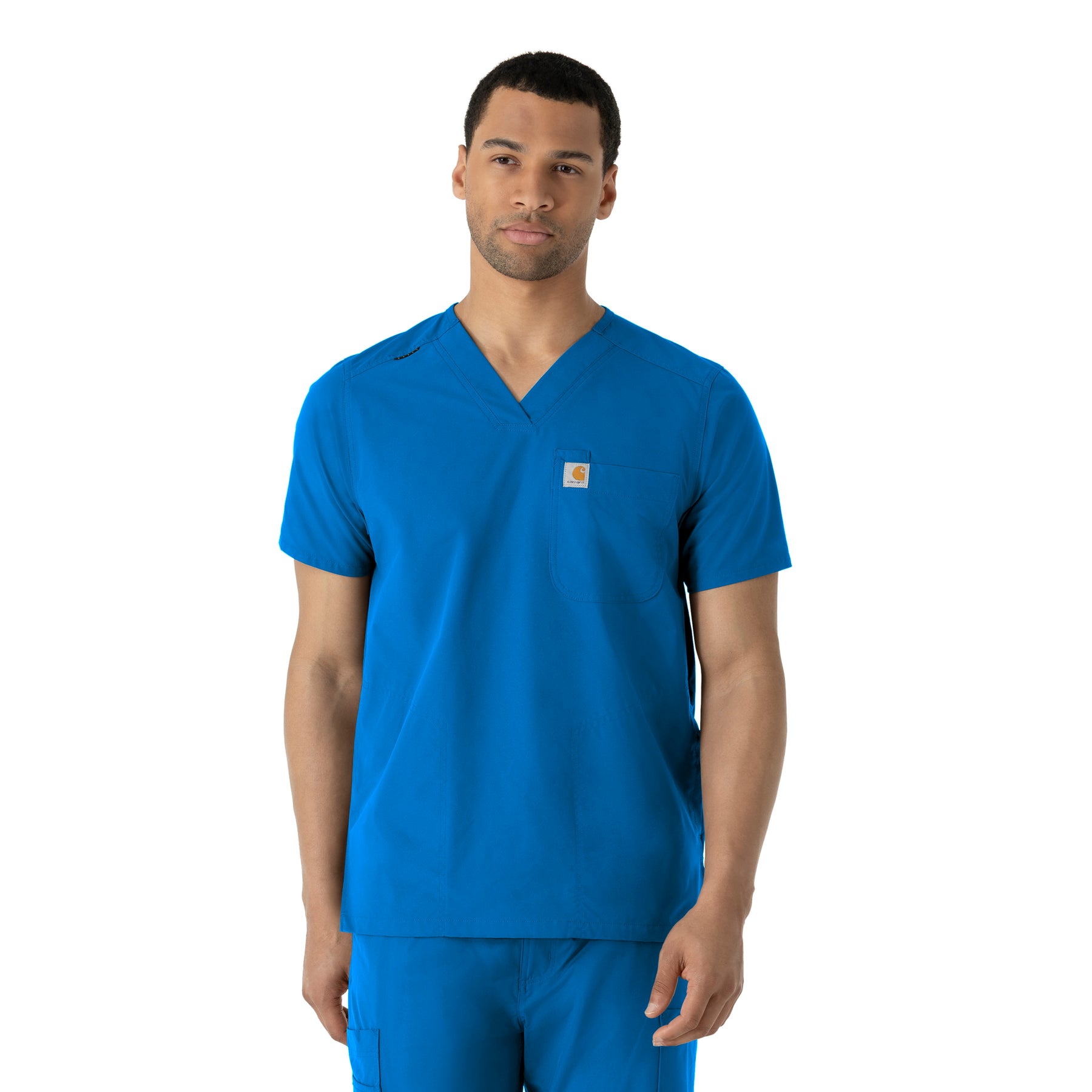 Force Essentials Men's V-Neck Shirttail Scrub Top Royal