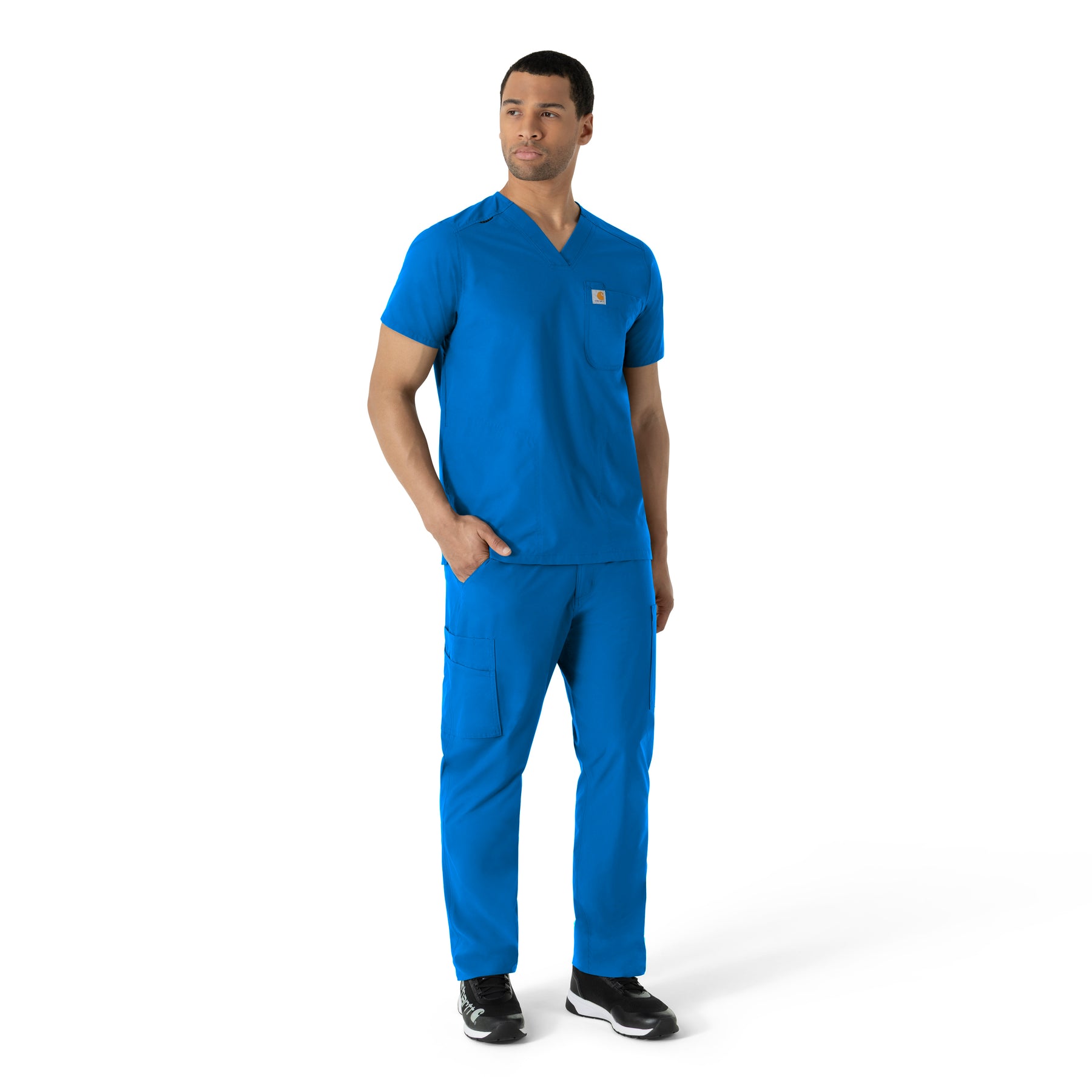 Force Essentials Men's V-Neck Shirttail Scrub Top Royal full scrub set