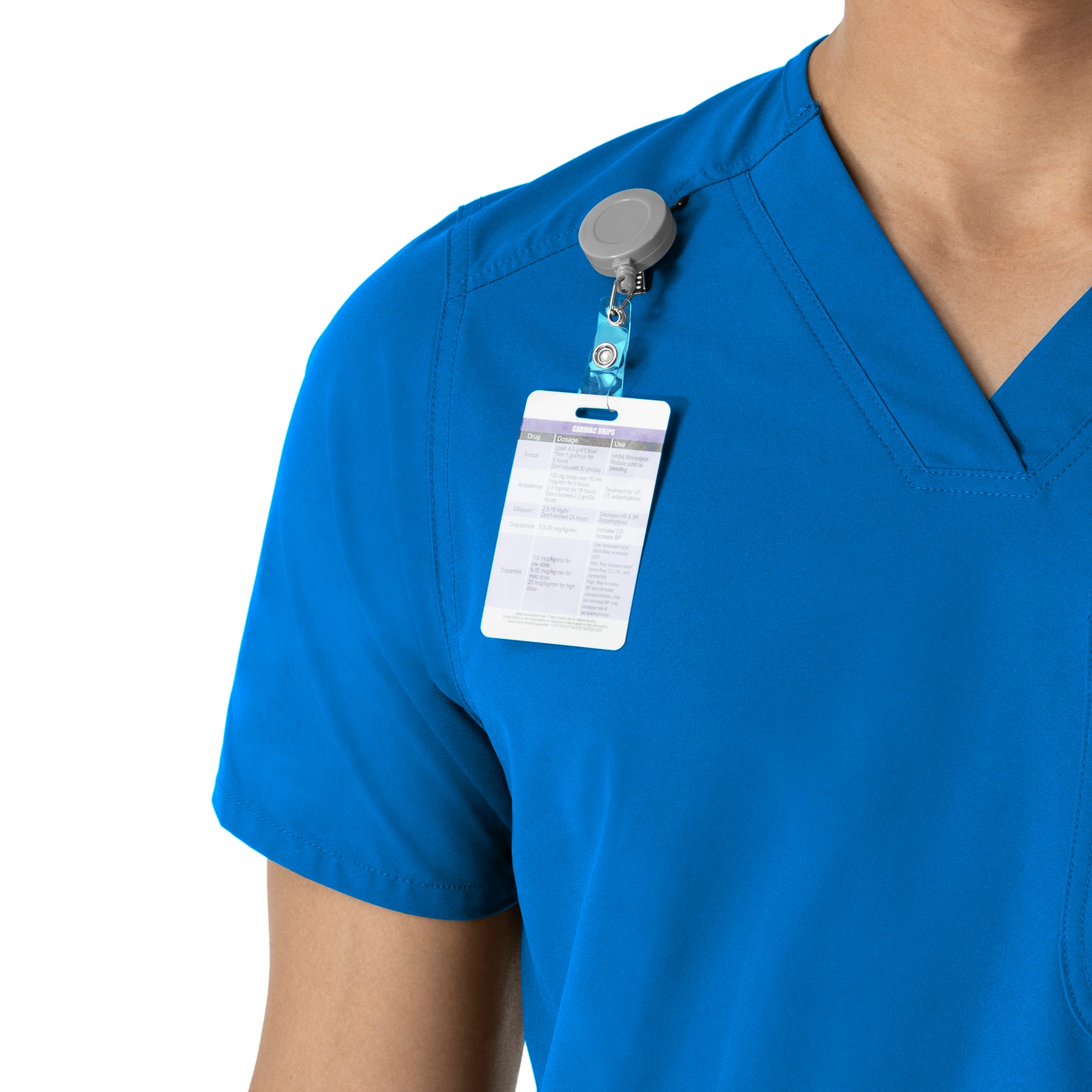 Force Essentials Men's V-Neck Shirttail Scrub Top Royal side detail 1
