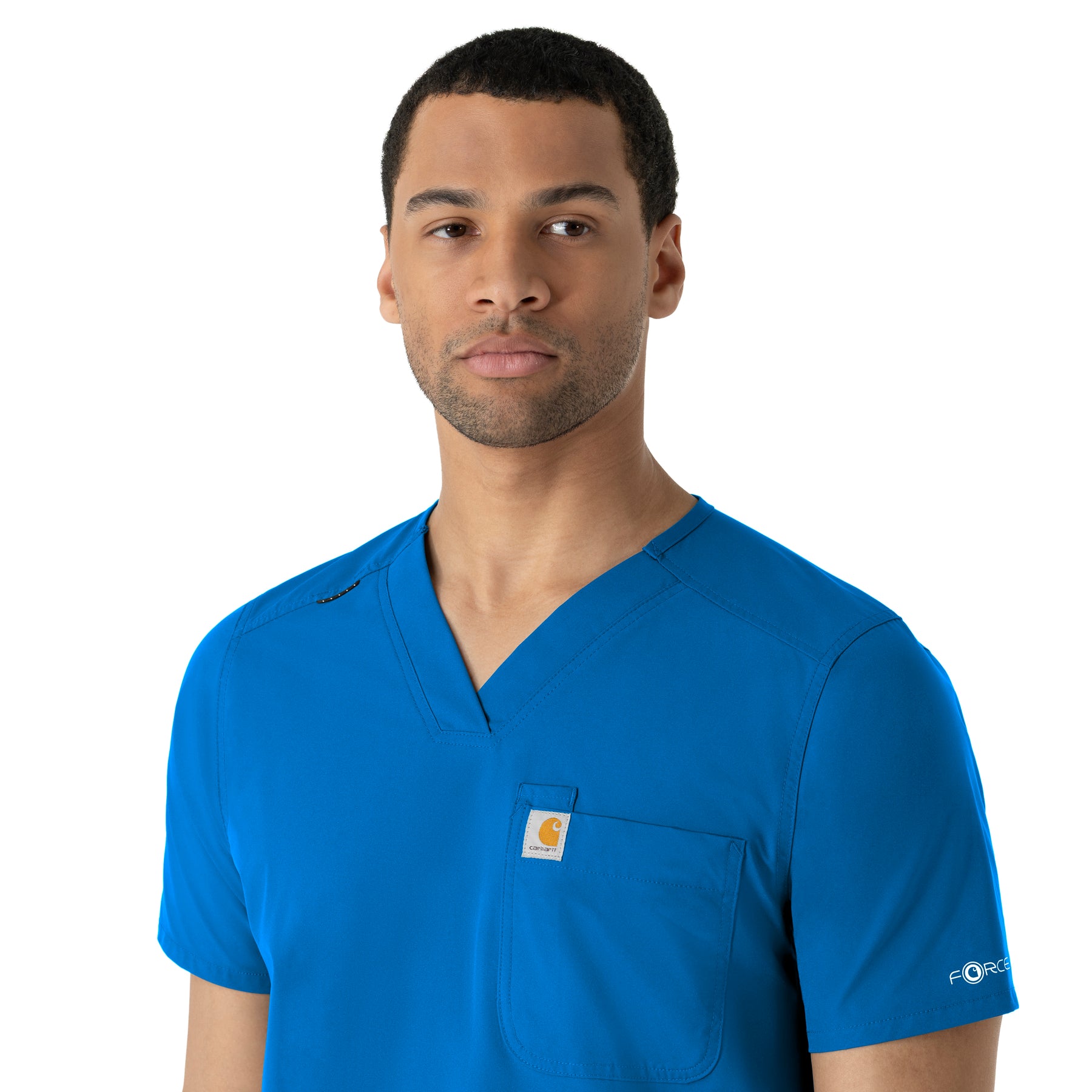 Force Essentials Men's V-Neck Shirttail Scrub Top Royal side detail 2